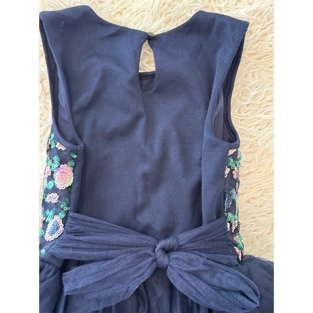 Lilt Girls Dress Size 8 Navy Sequin Floral Bodice Tiered Tulle Party Holiday
